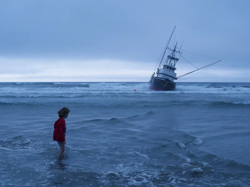 корабль, ребенок, море, одиночество