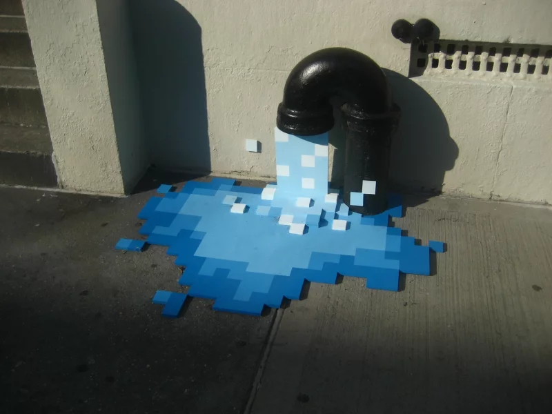 труба, пиксели, вода