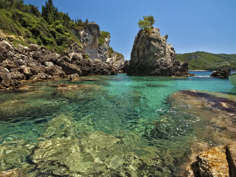 лето, залив, природа, море