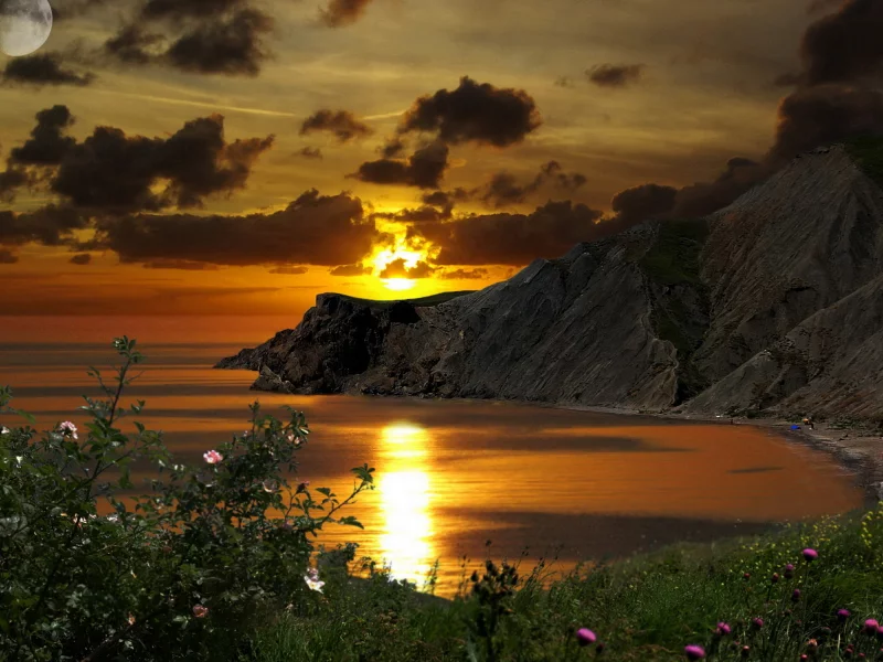 море, горы, пейзаж