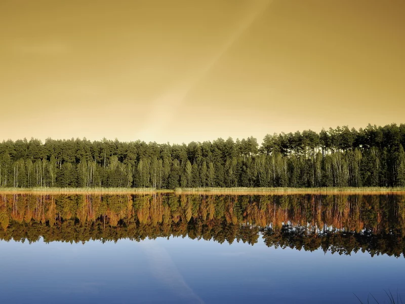 озеро, пейзаж, небо