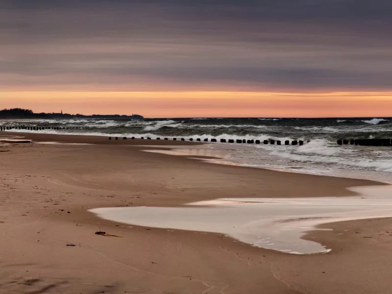 закат, море, песок