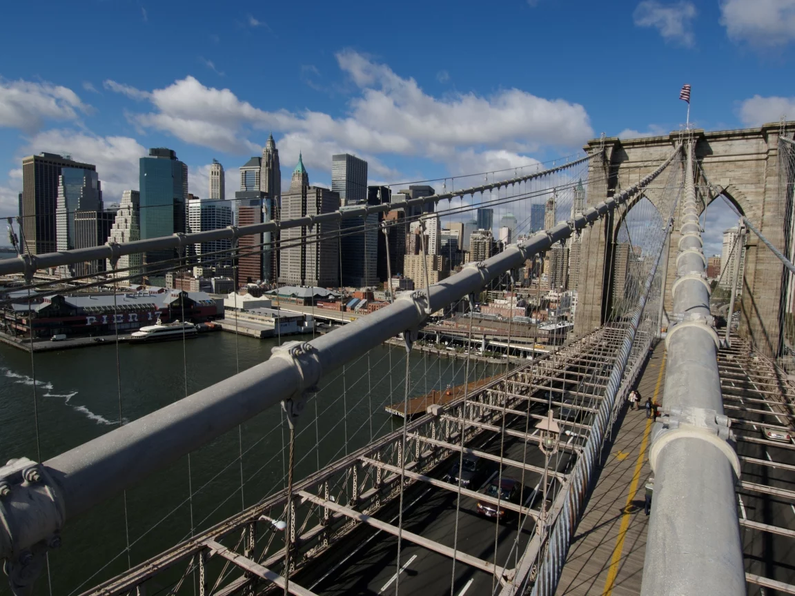 city, action, brooklyn bridge, new york