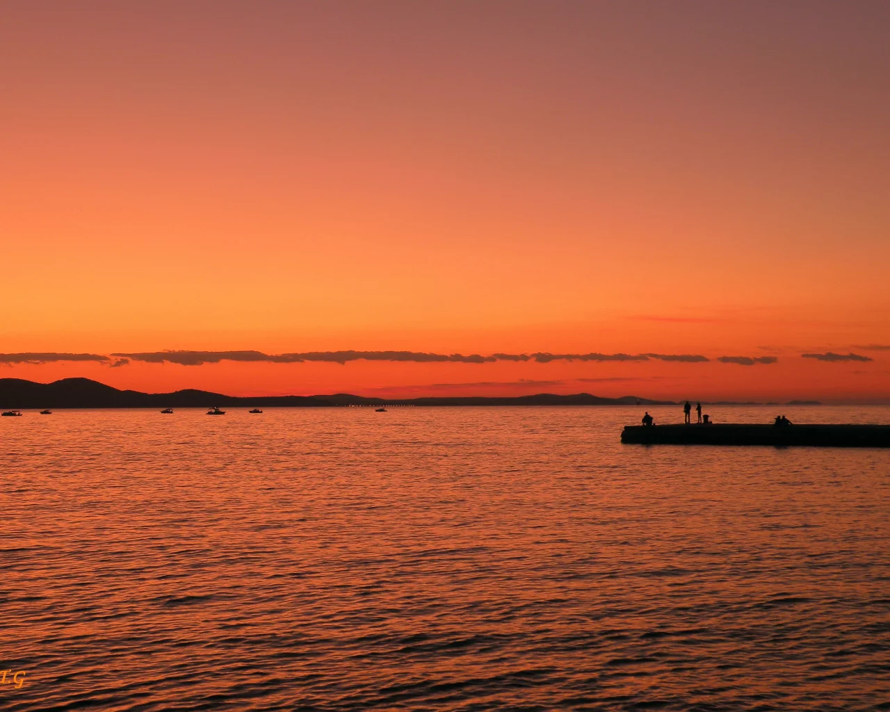 Море, Закат, Небо