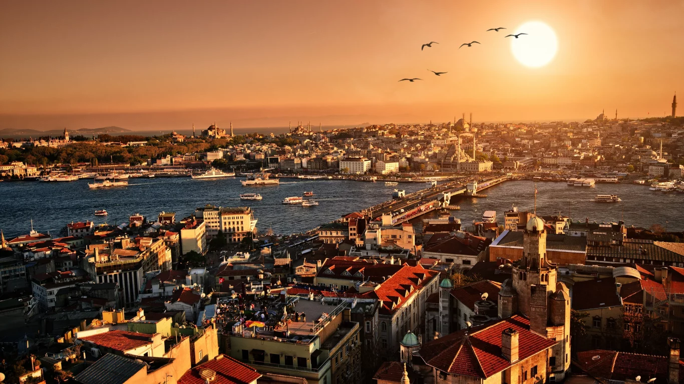 здания, архитектура, вечер, закат, город
