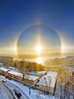 гало, снег, солнце, Стокгольм, зима