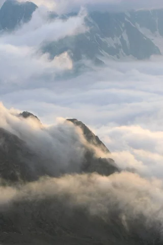 горы, облака