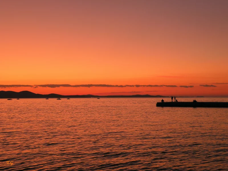 Море, Закат, Небо