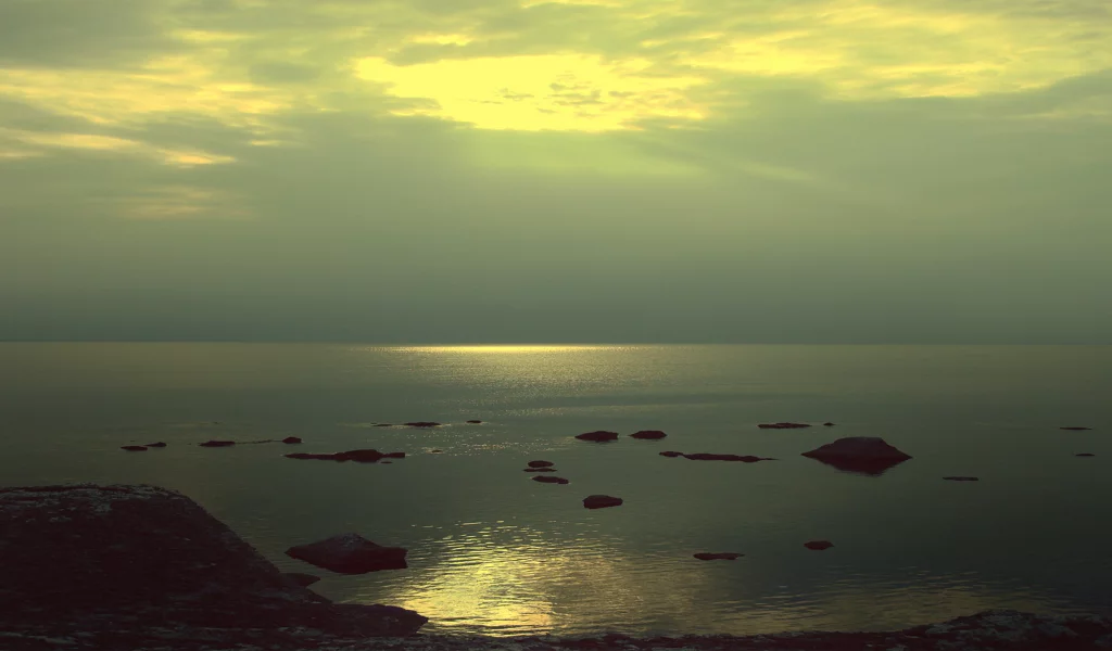 закат, море, небо, пляж