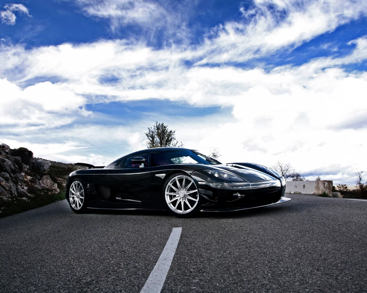 облака, небо, автомобили, koenigsegg, авто, машины, дорога