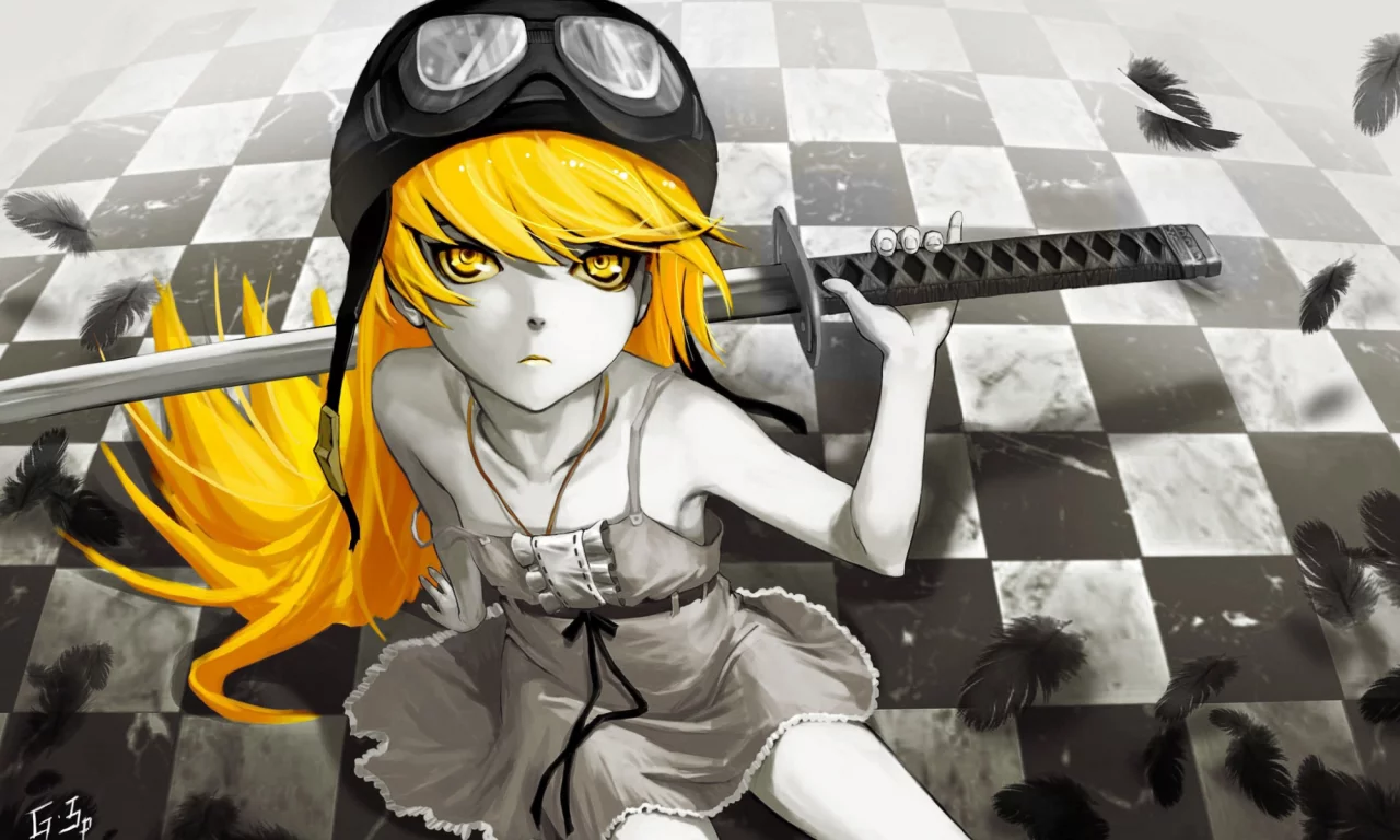 oshino shinobu, катана, bakemonogatari