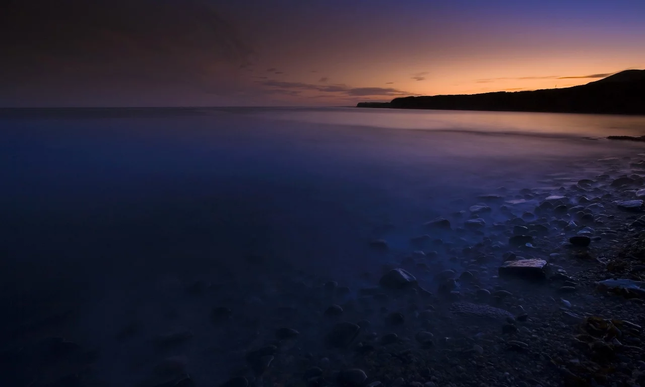 вода, камни, море, берег, вечер, закат