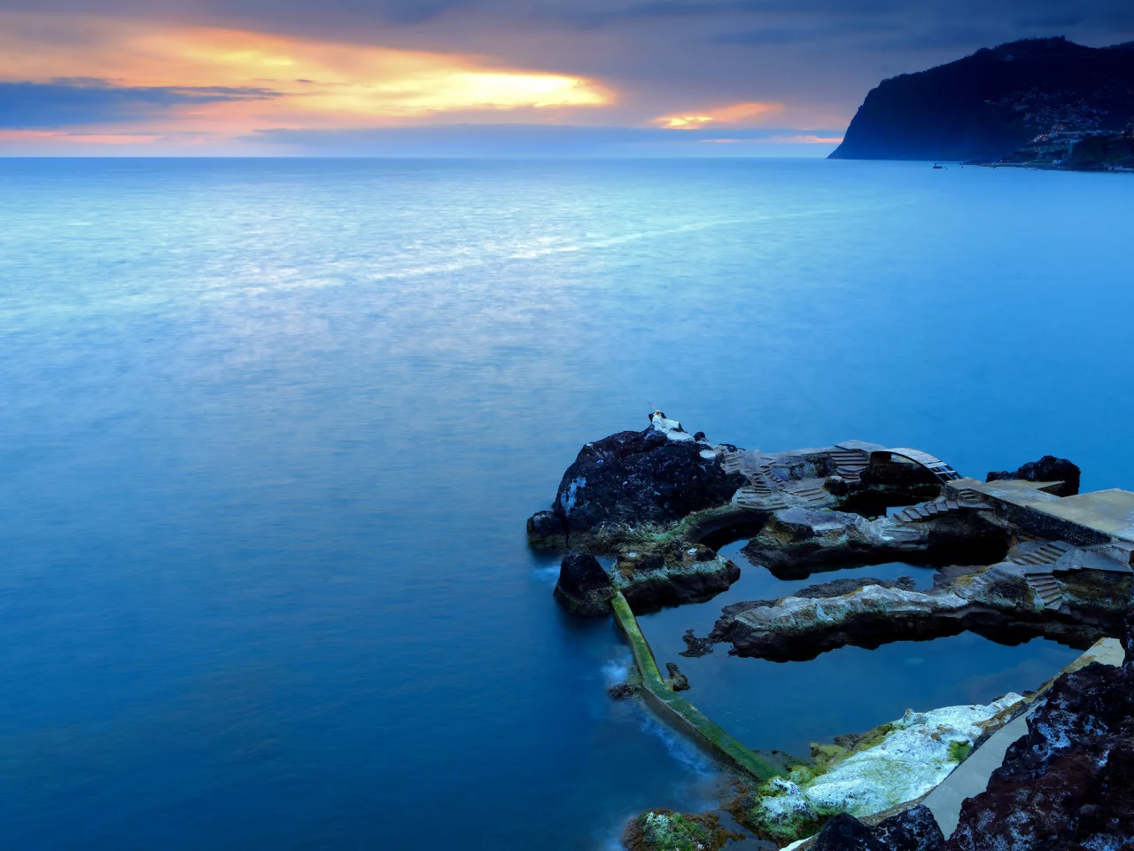 закат, море, португалия, скалы