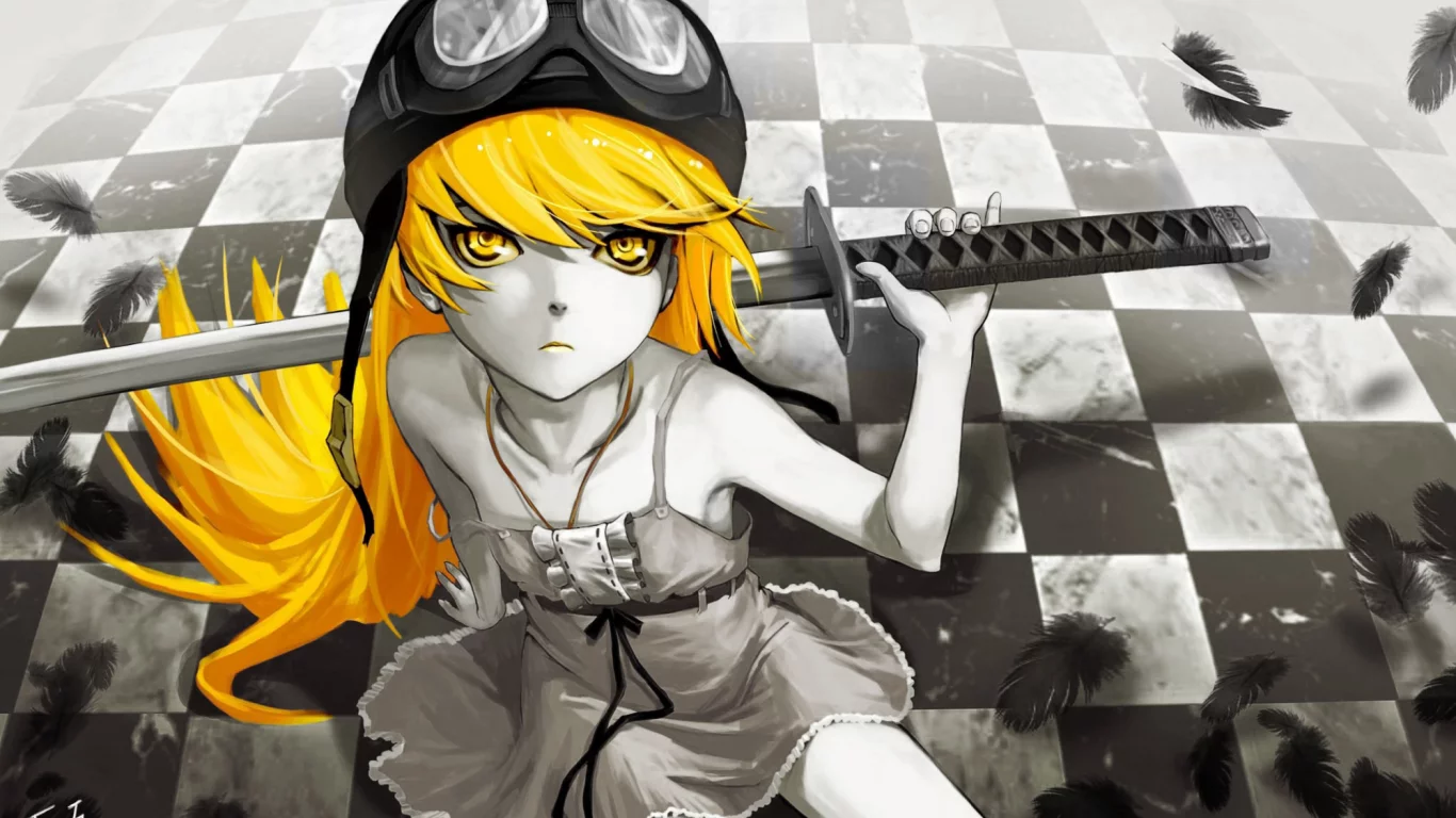 oshino shinobu, катана, bakemonogatari