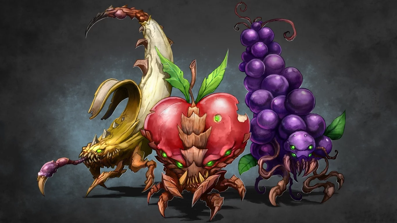 starcraft 2, фрукты, зерги