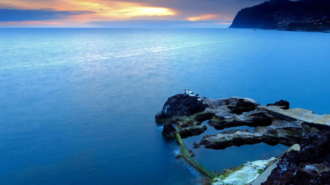 закат, море, португалия, скалы