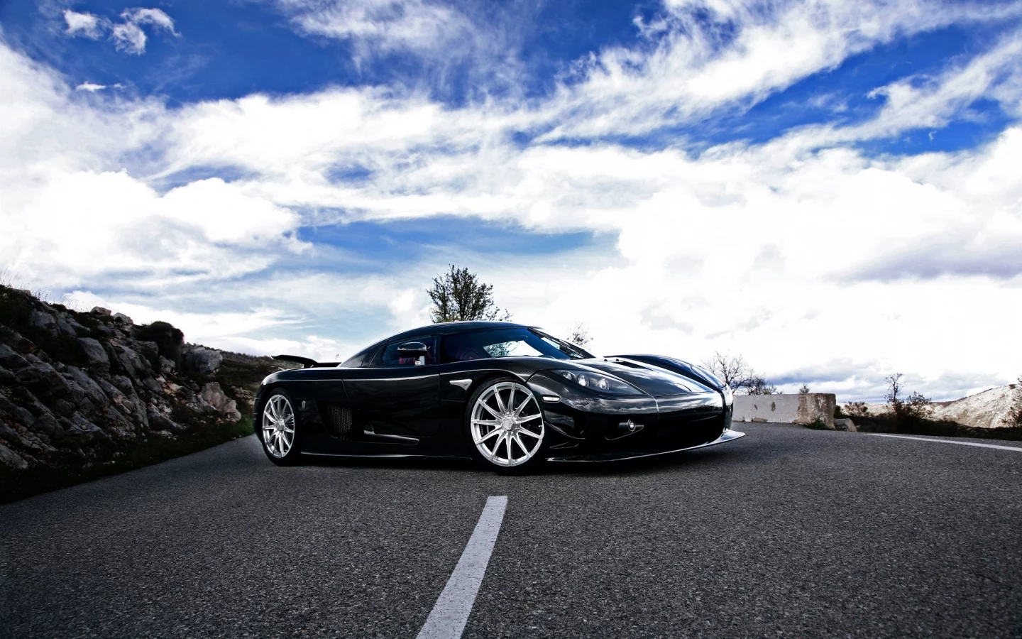 облака, небо, автомобили, koenigsegg, авто, машины, дорога