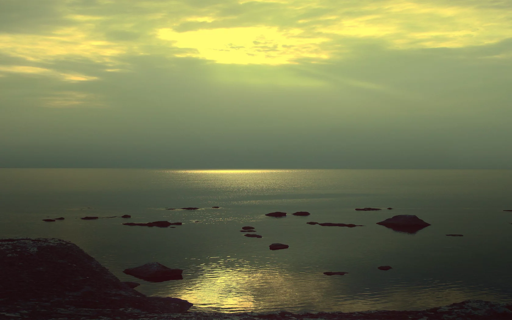 закат, море, небо, пляж