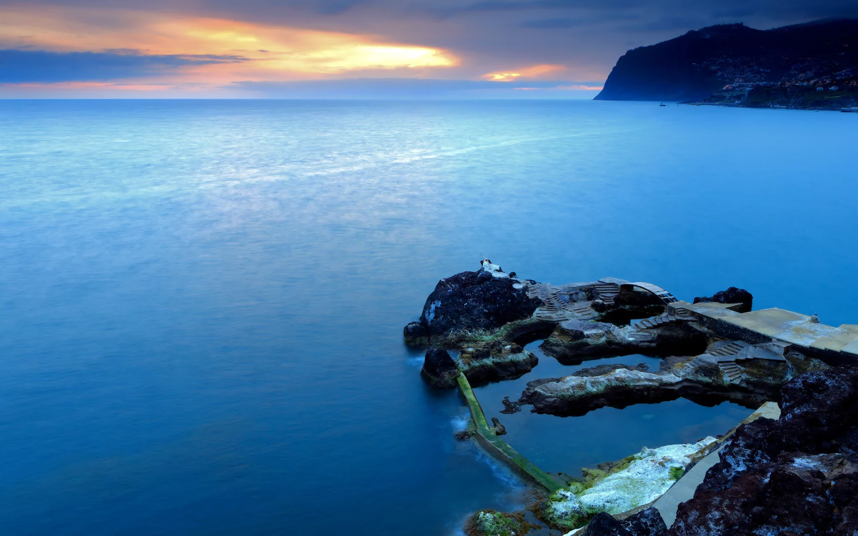 закат, море, португалия, скалы