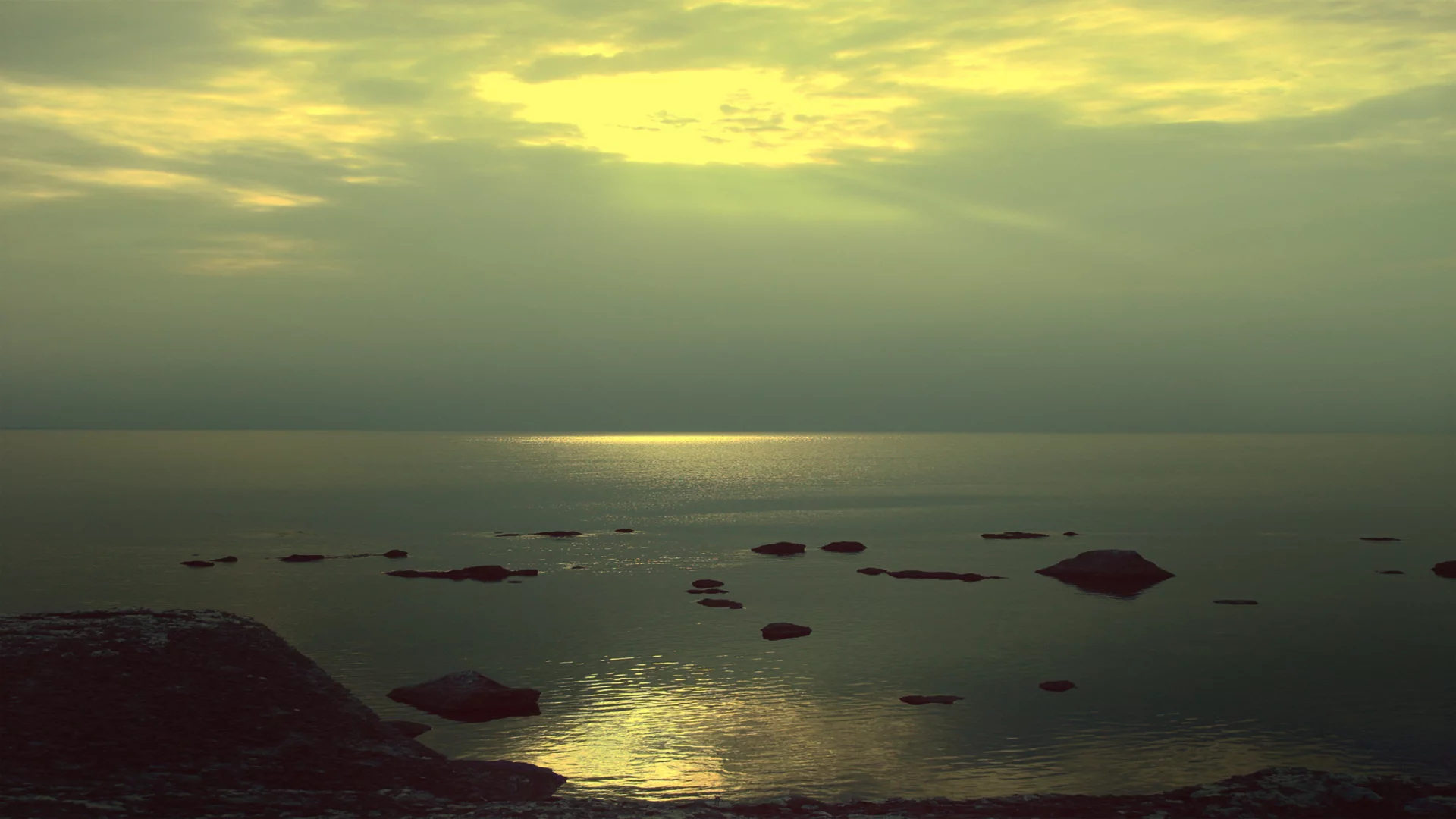 закат, море, небо, пляж