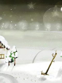 елки, снег, зима, вектор