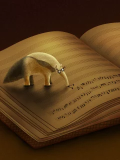 ноты, книга, муравьед