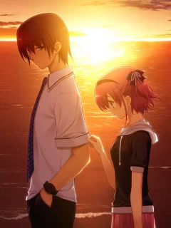 grisaia no kajitsu, двое, настроение, komine sachi, любовь, игра, аниме, вечер, закат