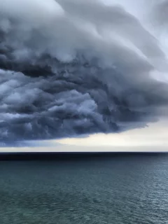 облака, океан, море, гладь, шторм