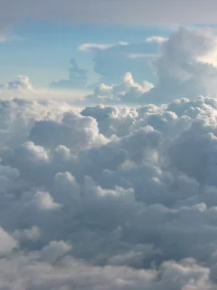 облака, небо, белый, голубой