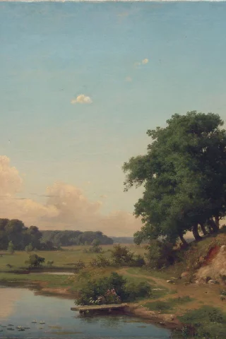 орловский, пейзаж с прудиком, живопись