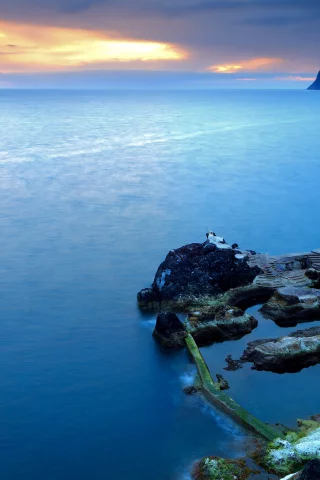 закат, море, португалия, скалы