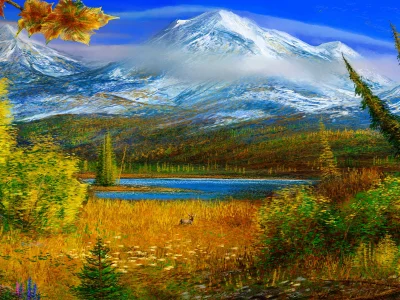 картина, осень, горы