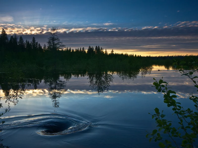 закат, озеро