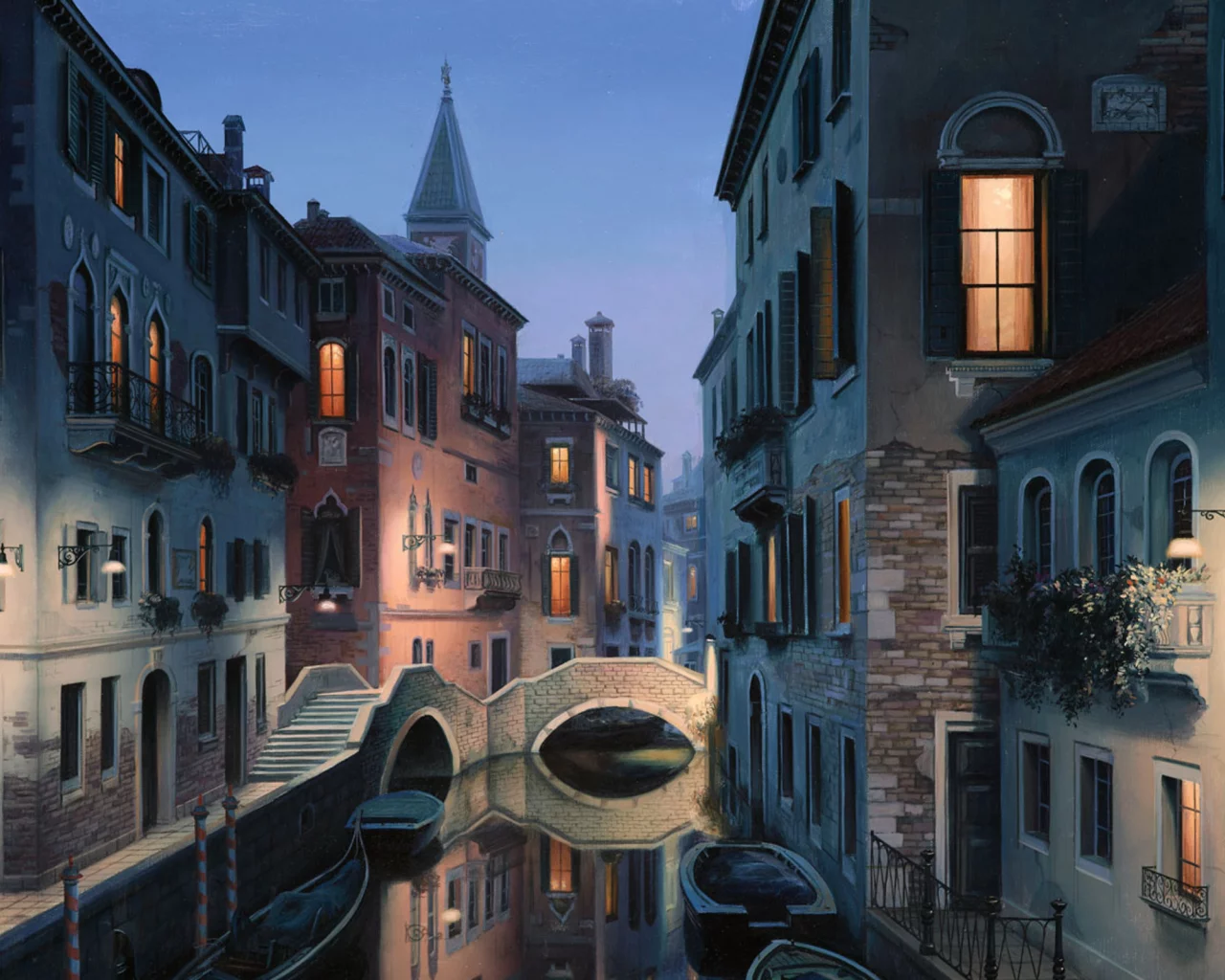 venice, евгений лушпин, eugeny lushpin, Night dreams, italy, painting