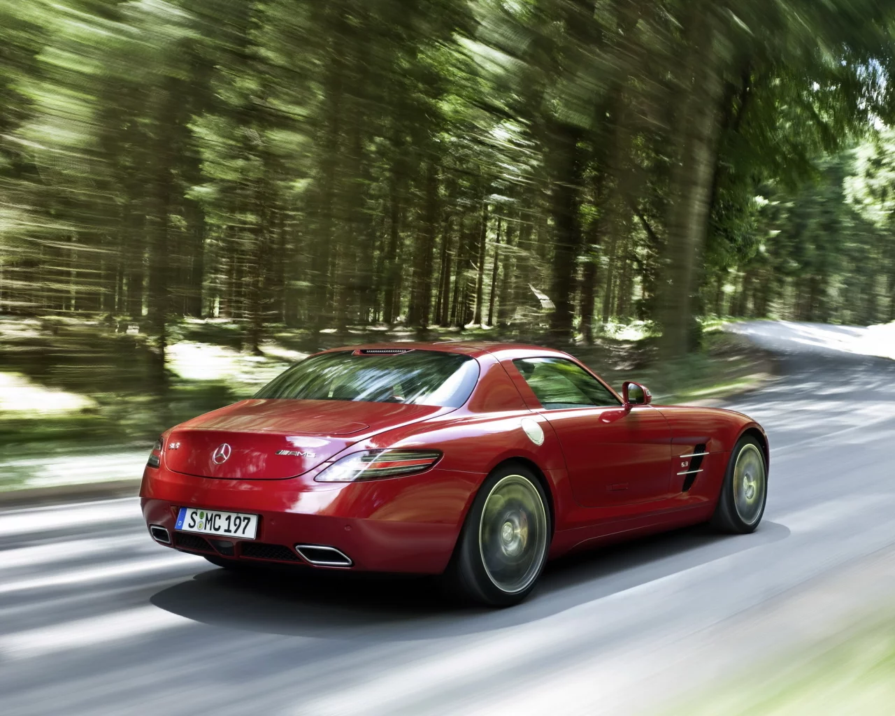 Mercedes-benz, скорость, amg, sls, дорога,