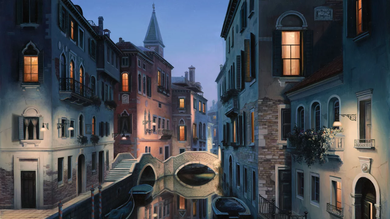venice, евгений лушпин, eugeny lushpin, Night dreams, italy, painting