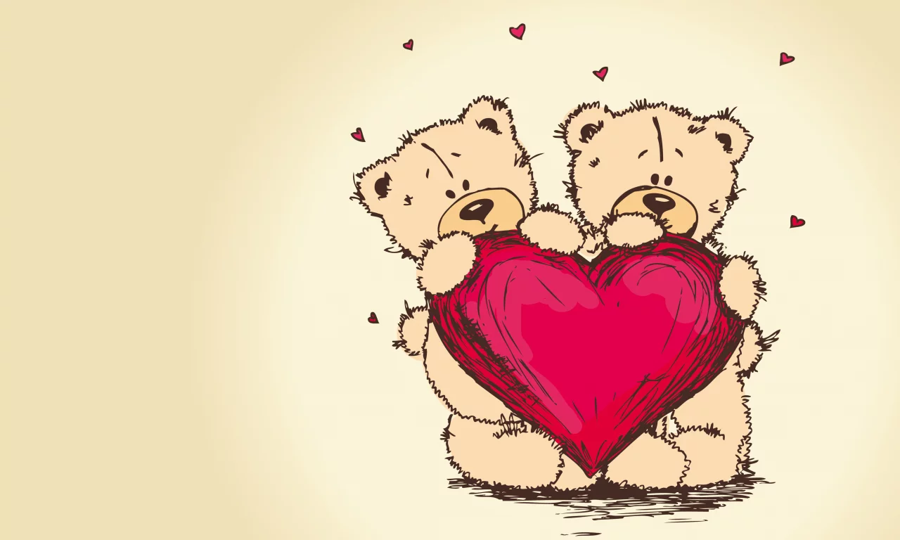 сердце, Valentines day, пара, тедди, медведь, teddy bear