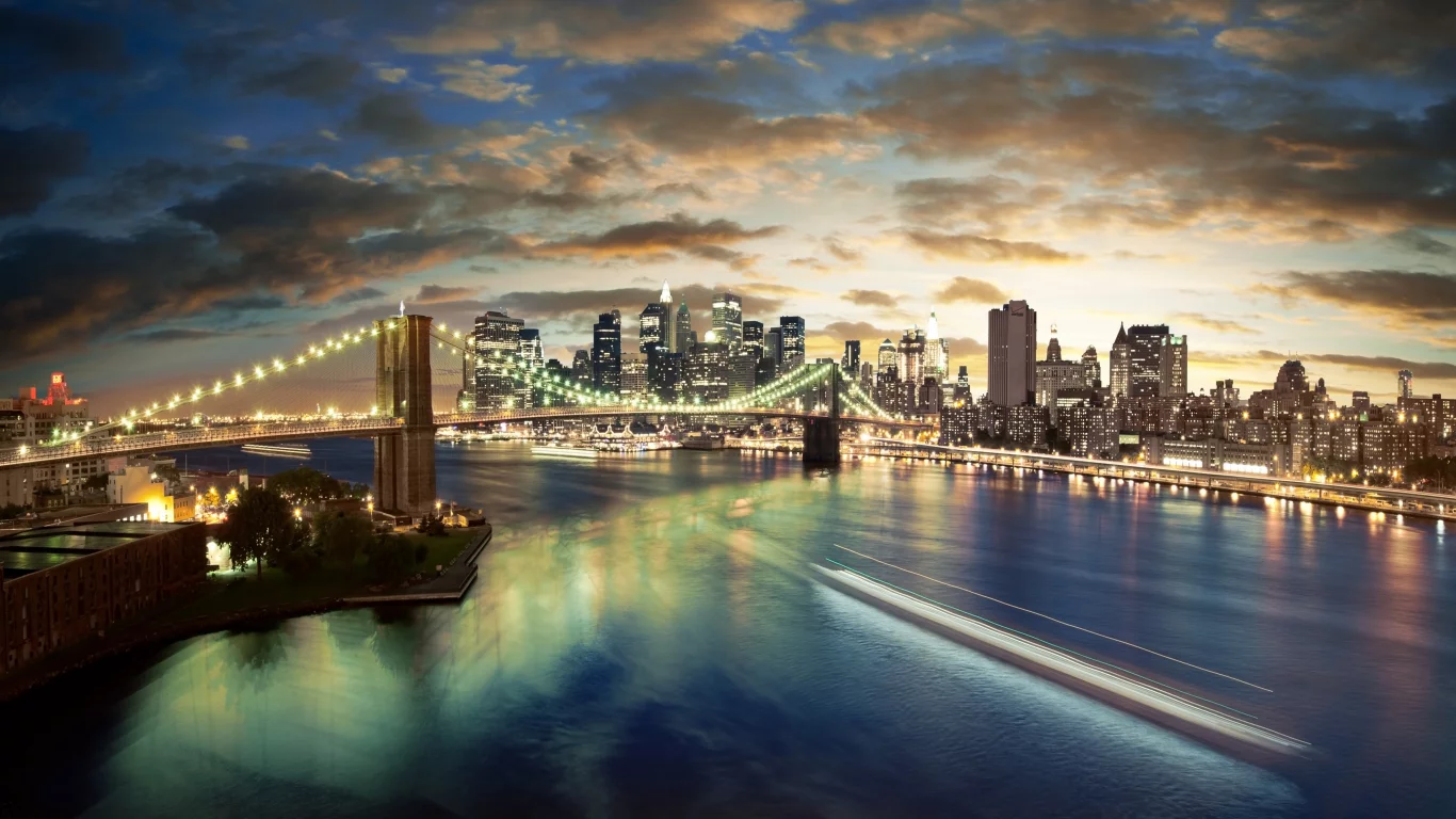 огни, мосты, ночь, море, пейзаж, bridge, night, облака, buildings, lights, cloud, город, здания, city, landscape, sea
