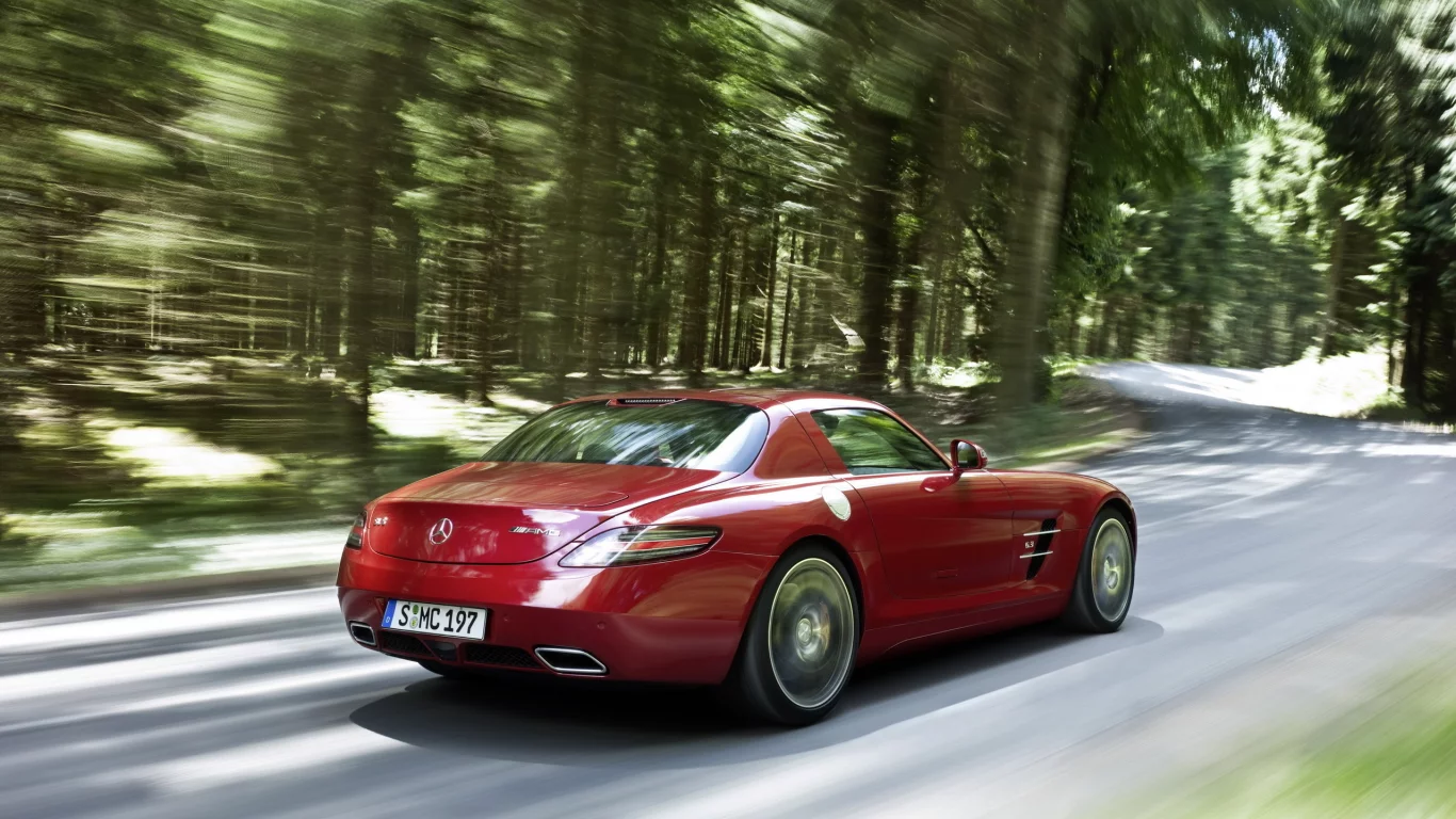 Mercedes-benz, скорость, amg, sls, дорога,
