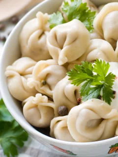 сметана, мясо, Тарелка, зелень, тесто, пельмени, еда