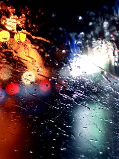 стекло, bokeh, огни, Дождь, rain
