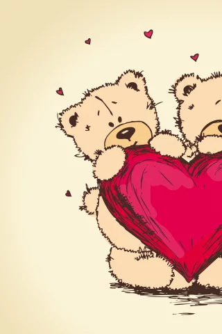 сердце, Valentines day, пара, тедди, медведь, teddy bear