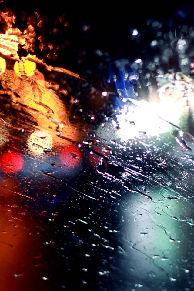 стекло, bokeh, огни, Дождь, rain