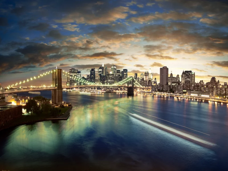 огни, мосты, ночь, море, пейзаж, bridge, night, облака, buildings, lights, cloud, город, здания, city, landscape, sea