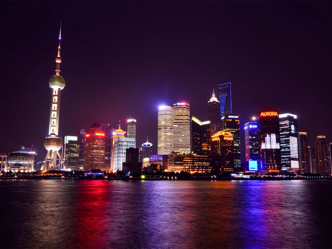 китай, shanghai, china, ночной город, шанхай