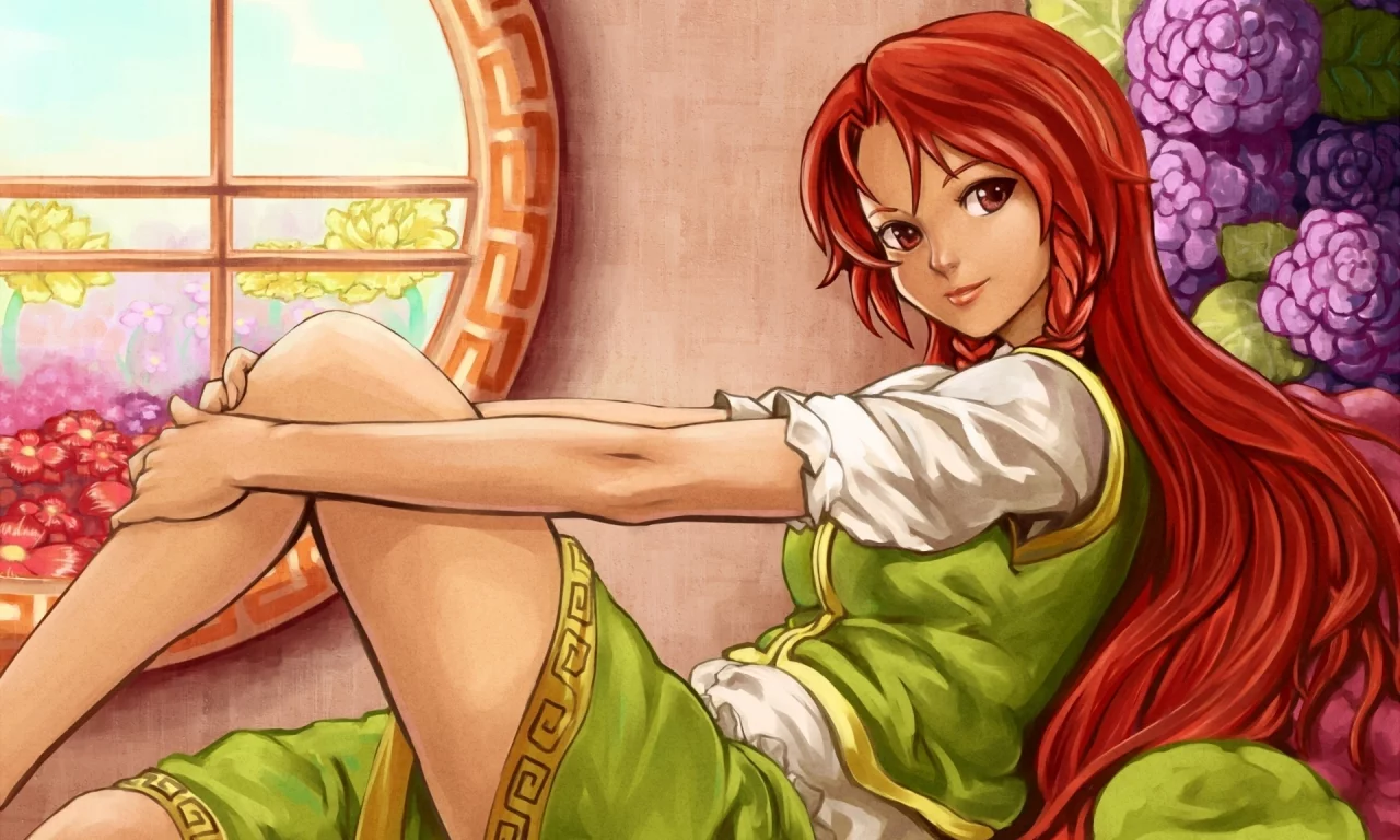 hong meiling, touhou, девушка, арт, shiba murashouji
