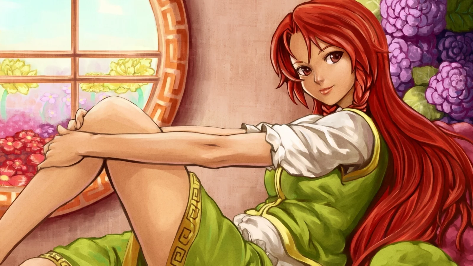 hong meiling, touhou, девушка, арт, shiba murashouji