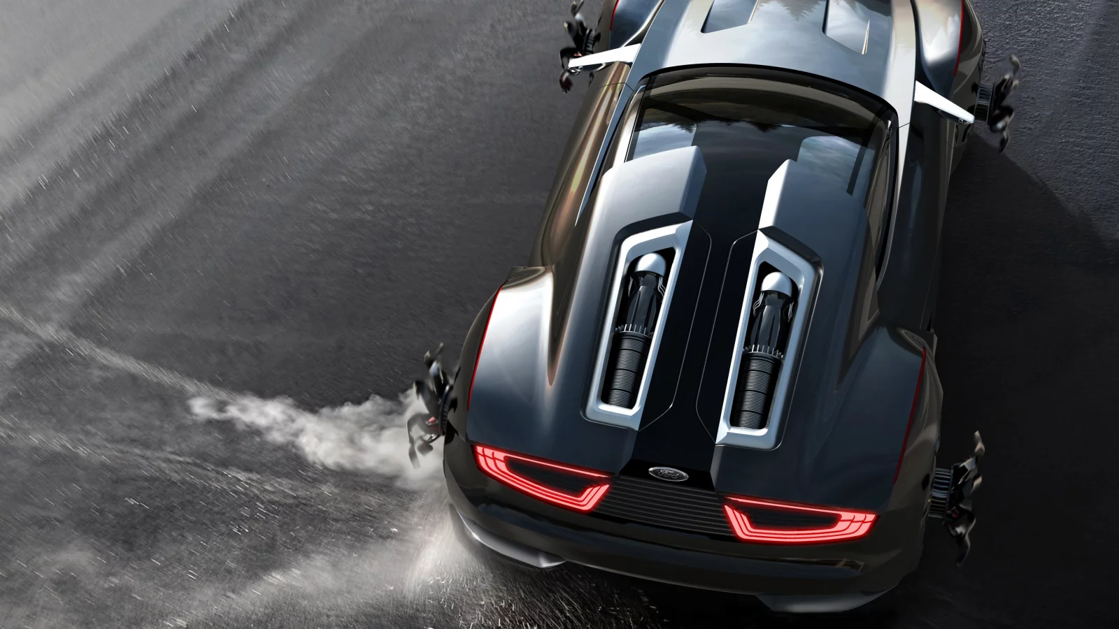 цвет, ford, concept, спорткар, чёрный, занос