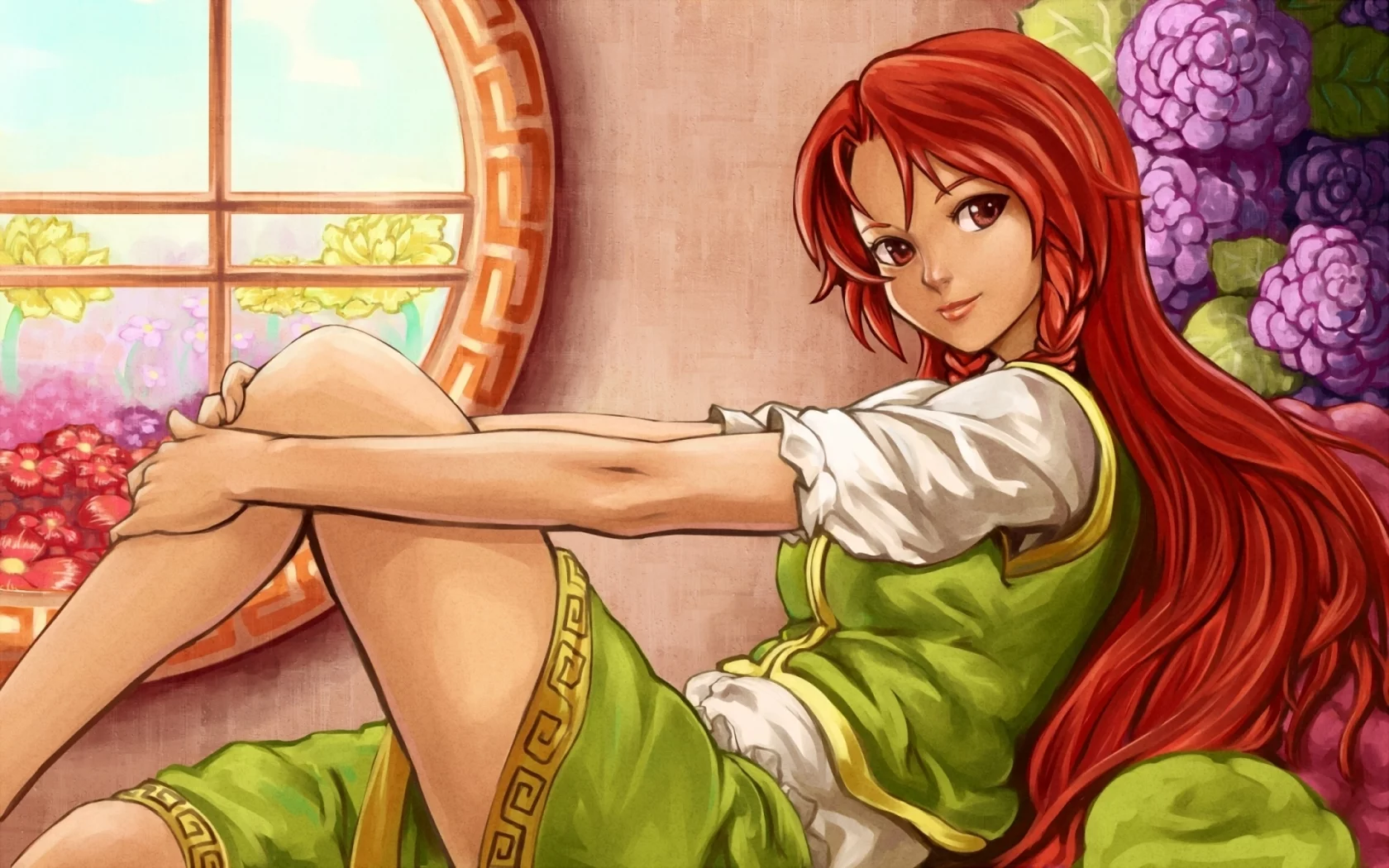 hong meiling, touhou, девушка, арт, shiba murashouji
