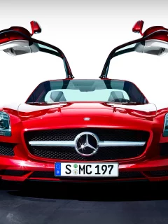 мерс, красный, крылья, Mercedes